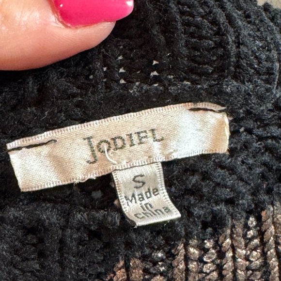 Leopard Print Black and Metallic Tan Oversize Sweater - Picture 5 of 5